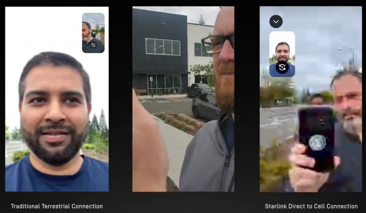 SpaceX showed a video with the first video call between ordinary smartphones directly via Starlink and Direct to Cell satellites